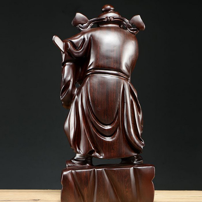 黑檀實木雕刻鐘馗神像擺件, 黑檀精雕鐘馗高20cm