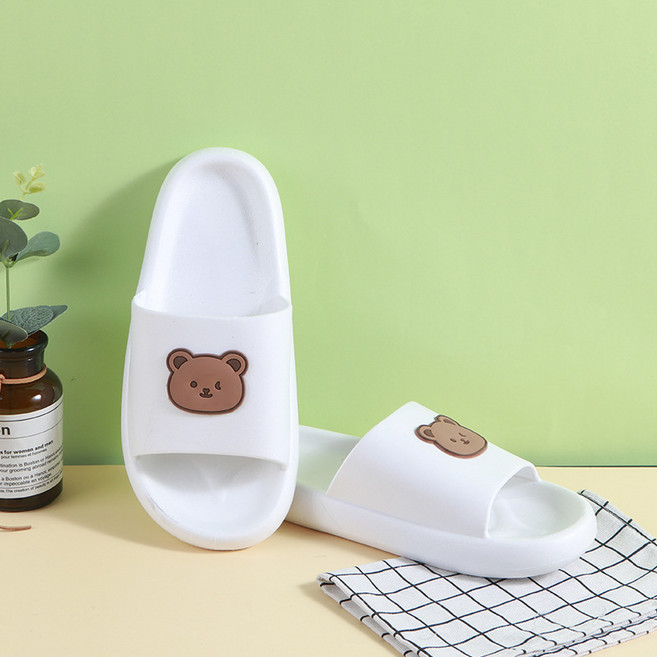 에쉬울프 곰돌이슬리퍼 여성 실내 슬리퍼 층간 소음 슬리퍼 발편한 말랑말랑, 1개, 베어 화이트