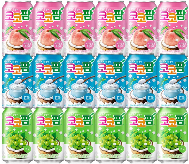 올따옴기획 해태 코코팜 340ml (포도6+복숭아6+요구르트6), 1세트