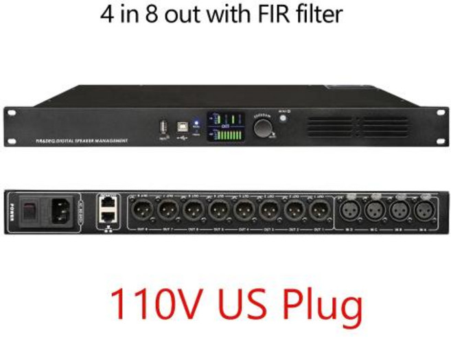 ShennDare DA48 4 In 8 Out 전문 디지털 오디오 프로세서 DSP 프리 사운드 이펙터FIR 스피커 관리 시스템 포함 오디오파일 녹음 스튜디오 성능, 1)110V US Plug