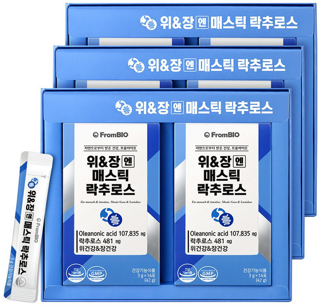 프롬바이오 위&장엔 매스틱 락추로스 유산균 매스틱검 프로바이오틱스 유산균 다이어트, 42g, 6박스