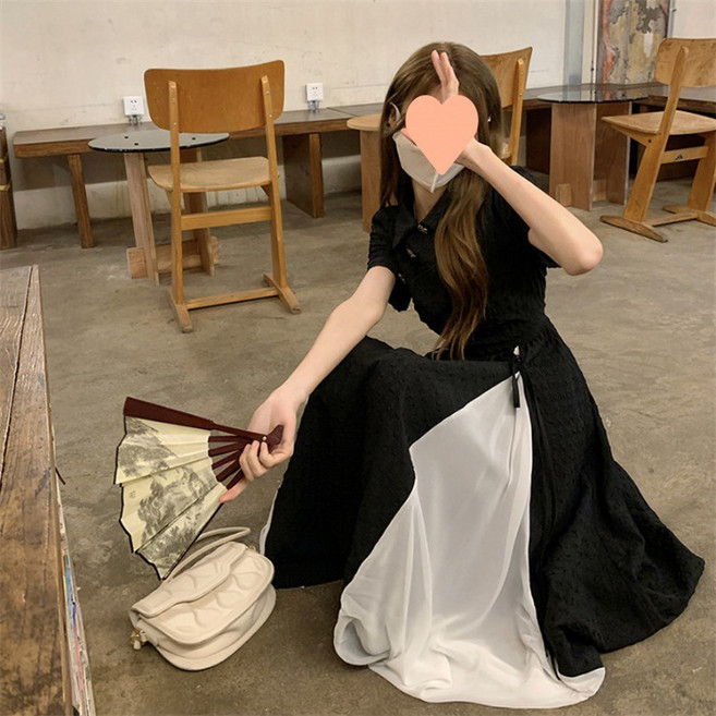 改良旗袍茶歇法式氣質黑色連衣裙子小個子長裙2026新款女裝春夏季, M