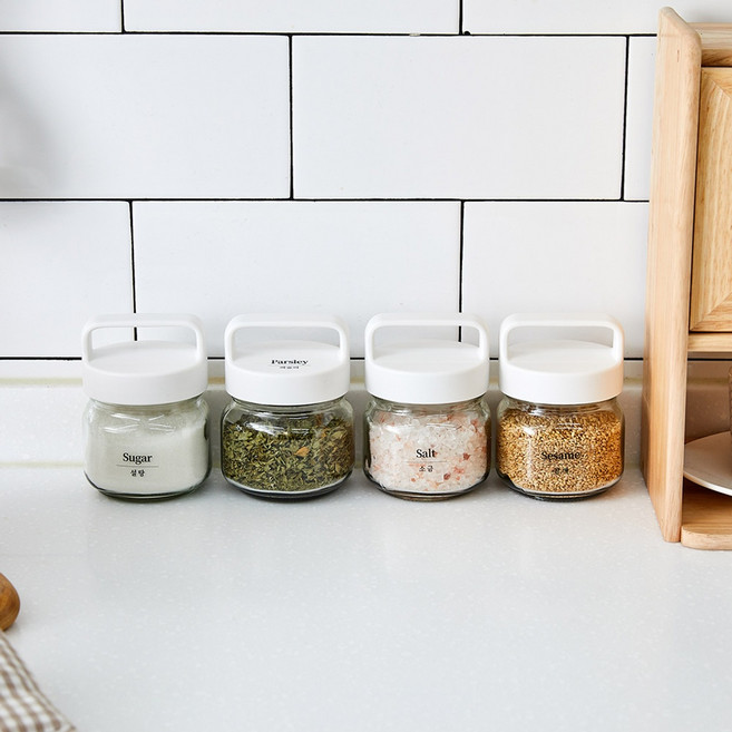 [모던하우스 인천점] 핸들 심플양념병 4P세트 250ml(스티커포함)_KC0722019, 1세트, 양념병4개