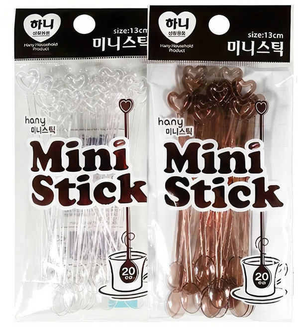 커피스틱 일회용 롱 티스푼 브라운 20개 음료 카페 막대 핸드 젓기 1회용, 1개