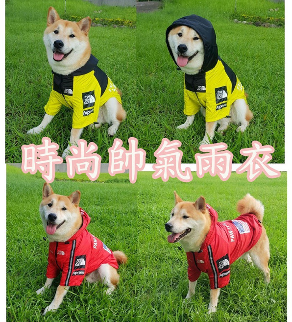 寵物帥氣雨衣 柴犬沖鋒衣 狗臉造型雨衣, 1個