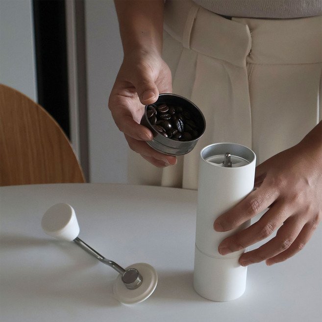 타임모어 C3S PRO 핸드밀 수동 그라인더 S2C 스테인레스 원두 분쇄기, 화이트, 1개