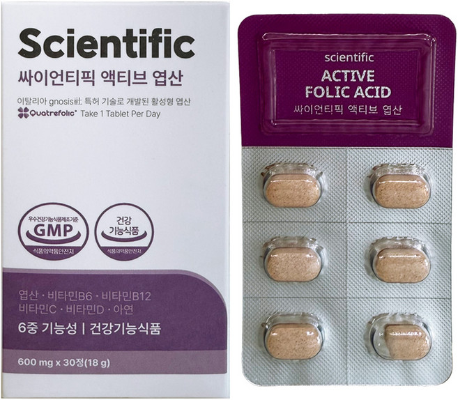 싸이언티픽 액티브 엽산, 1개, 30정