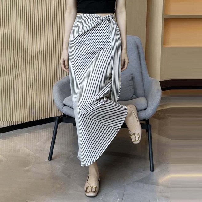 TKX 여성 고급 랩스커트 하이웨이스트 롱 치마 데일리 A라인 캐주얼 슬림핏 여자 하객룩