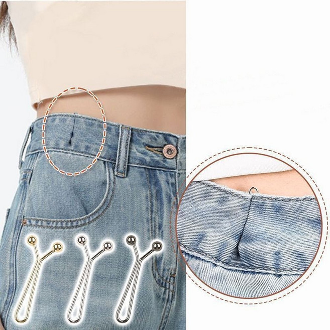 바지 허리 줄이기 조절 옷핀 청바지 셀프 수선 치마 줄임 고정 줄이는 매직 요술 단추 클립 핀 삔 옷 부자재 wkw+79409ig, 1개, 실버, 본상품선택
