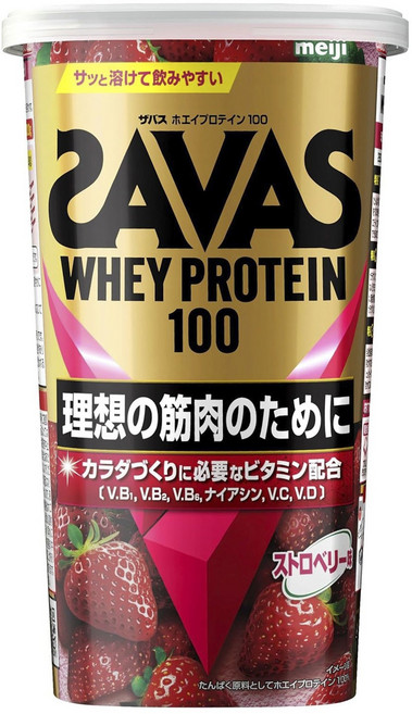 meiji 明治 SAVAS杯裝乳清蛋白粉 草莓口味, 1個, 280g
