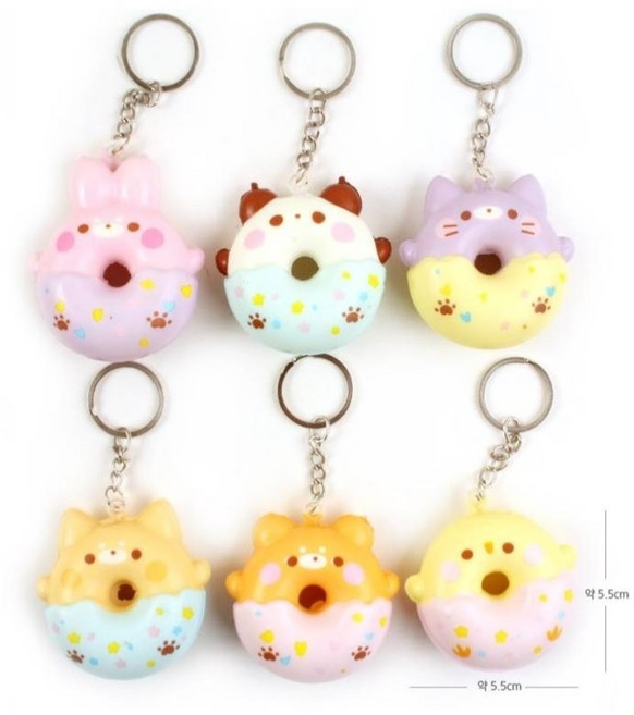 (6개) 도넛스퀴시키링 모찌 도너츠키링, 6종, 1세트