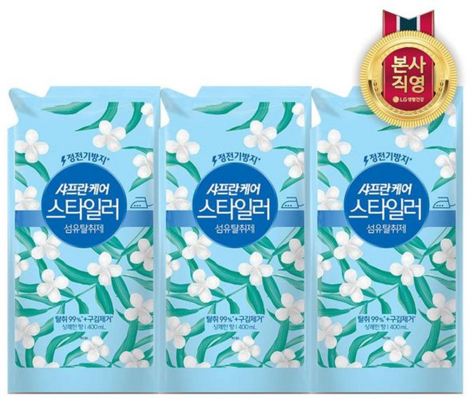 샤프란 케어 스타일러 섬유탈취제 상쾌한향 리필, 400ml, 3개