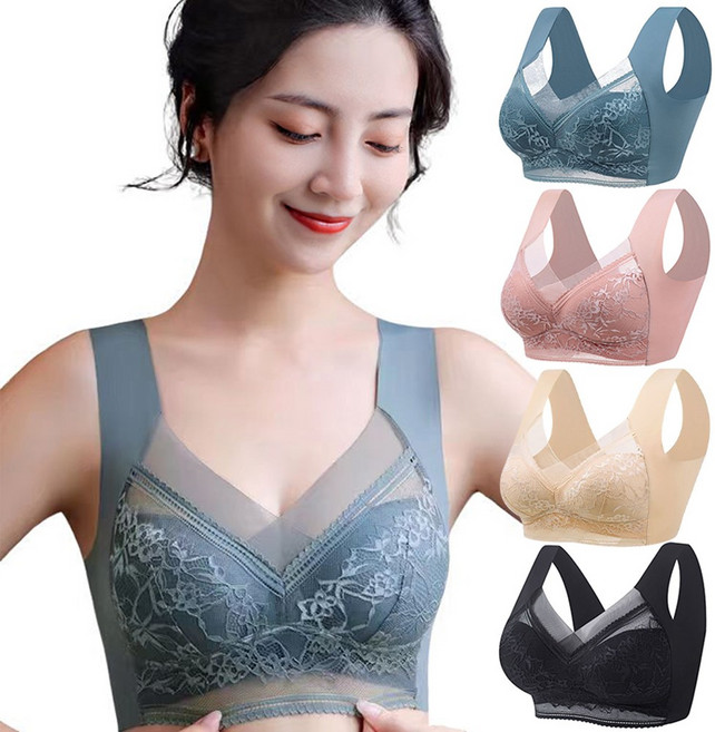 ROOICE 4P 여성 노와이어 심리스 브라 4종세트 속옷브래지어 빅사이즈L-5L