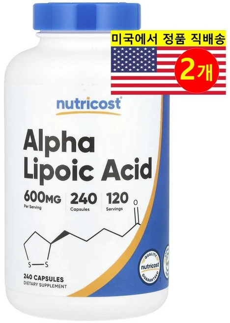 뉴트리코스트 알파 리포 산 600mg 캡슐 글루텐 프리, 240정, 2개 - 쿠팡