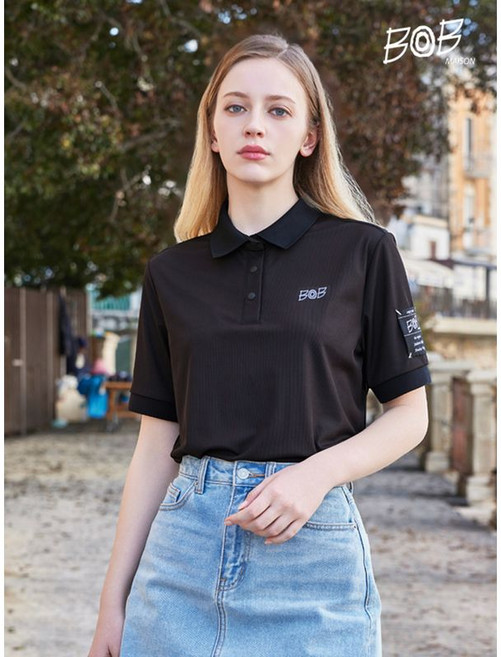 비오비 여성 베이직 퍼포먼스 카라티셔츠 블랙 BOW52PKHBK