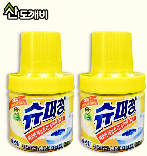 산도깨비 슈퍼청 변기세정제 병타입, 180g, 2개