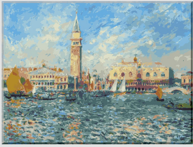 모모픽스페인팅 diy명화그리기 40x50cm 르누아르 베니스의두칼레궁전 물감2배