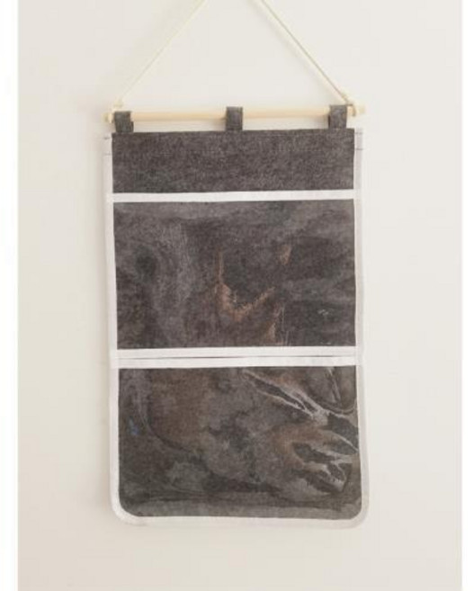 兒童作品收納掛袋 美術畫袋 A4橫向展示袋, 高級灰, 2格