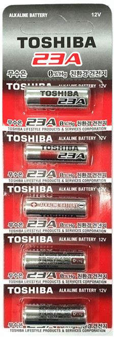 도시바 정품 23A 12V 1개입5개 자동차 리모콘 배터리(밧데리), 1개입, 5개