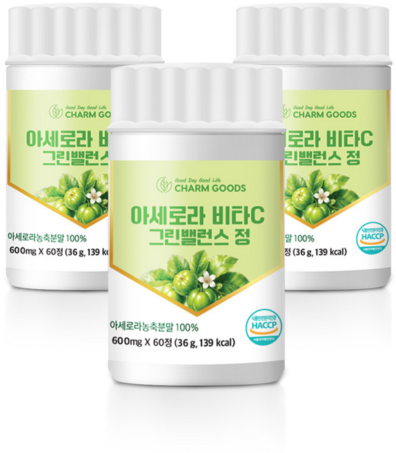 천연비타민 프랑스산 아세로라 농축분말 비타민C 그린밸런스정, 1세트, 180회분