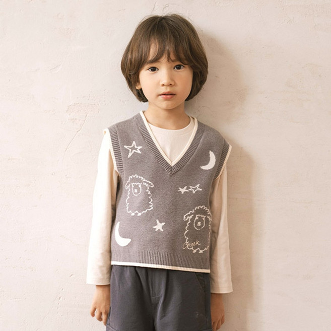 치크 50% ## 인기템@@ 남아 자카드 스웨터 조끼 CKVK23W2B _NC중앙로