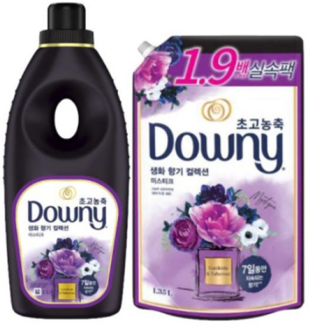 다우니 퍼퓸 블랙 미스티크1L+리필1.35L, 1세트, 2.35L