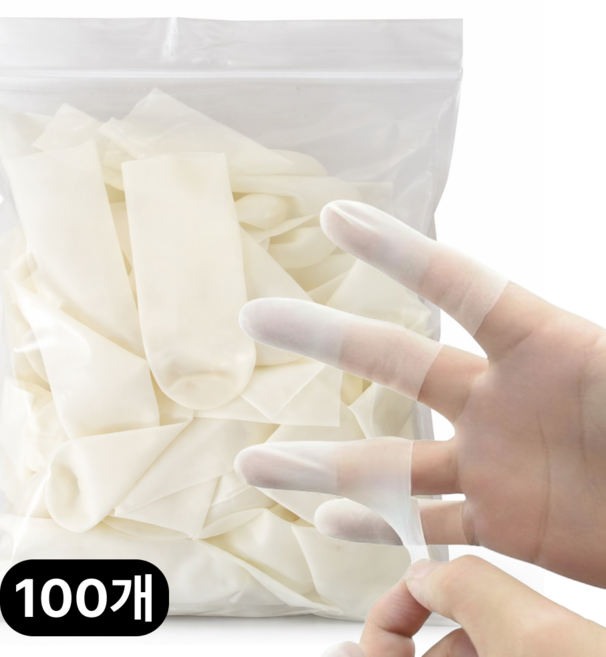 GO마켓 무압박 라텍스 손가락 골무, 100개, 화이트