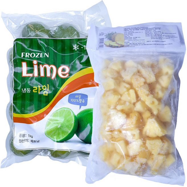 힘찬푸드 프리미엄 냉동과일, 1세트, 53_라임1kg+파인애플1kg