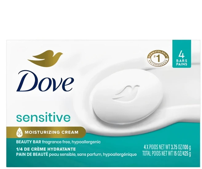 도브 센서티브 모이스처라이징 크림 뷰티 바, 106g, 4개 - 쿠팡