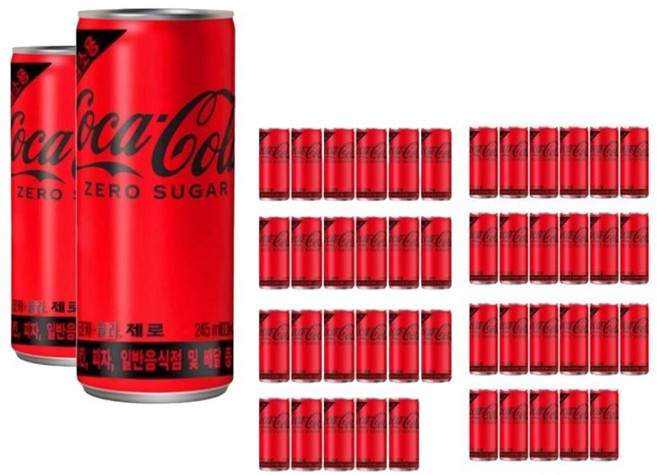 코카콜라 제로 업소용 슬릭 탄산음료 245ml 48캔