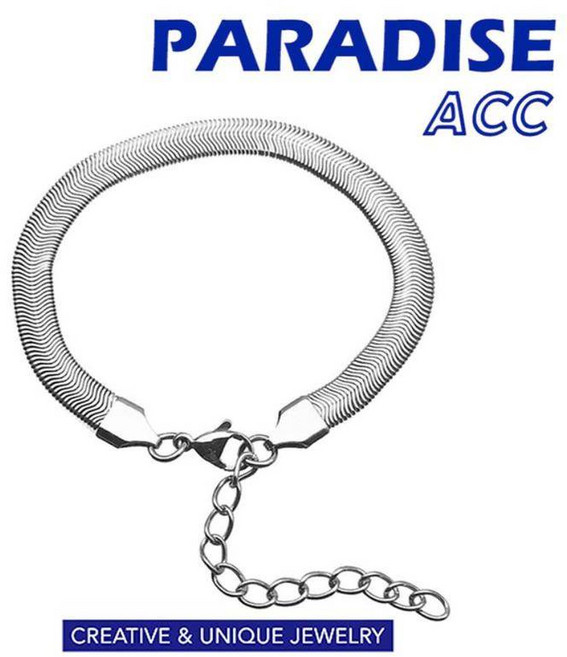 PARADISE 冷淡風 鈦鋼 飾品 寬軟蛇骨鏈 手鍊