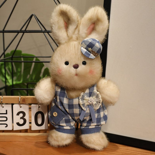 可愛藍汐小兔子毛絨玩具公仔，兒童安撫布娃娃，女生生日禮物, 1個, 藍色全長35厘米