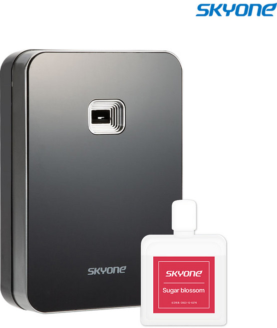 스카이원 방향제 자동 분사기 블랙 + 리필액, 1세트, 210ml, 슈가블러썸