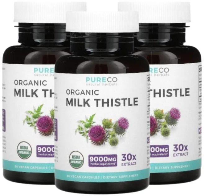 Pure Co. 오가닉 밀크시슬 추출 300mg Milk Thistle, 3개, 60정 - 쿠팡