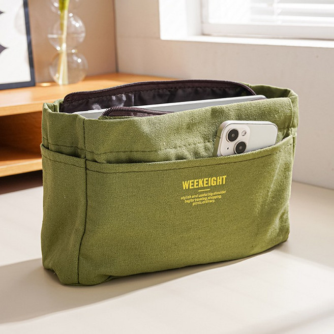 EGMI 가방속 정리 지퍼형 이너백 캔버스 이너파우치