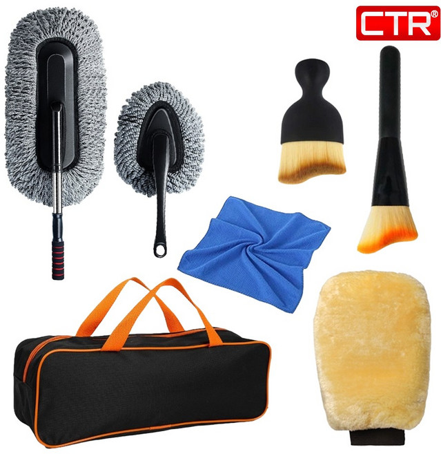 CTR 차량용 먼지털이 7종 세트 브러쉬 실내 실외 청소 먼지 제거, 1세트
