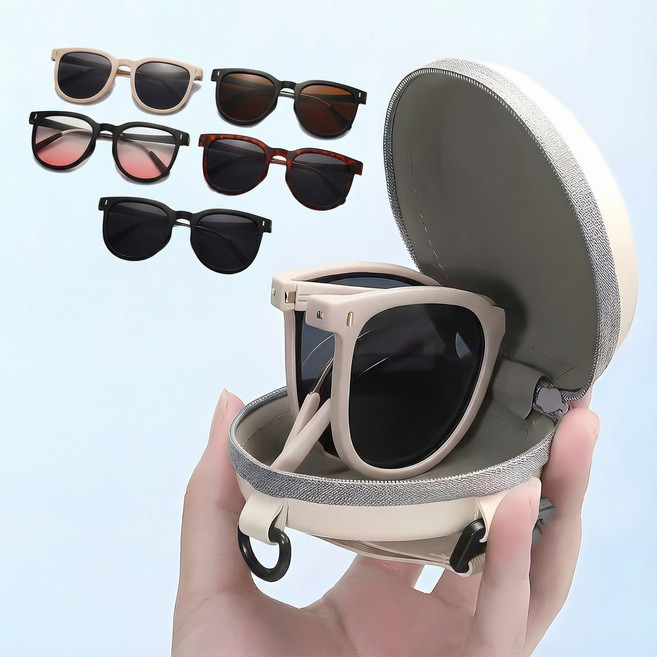 1+1 남녀공용 가벼운 접이식 선글라스 자외선 완벽 차단 커플 여행 여름 햇빛 초경량 가벼운 해외 국내 야외외 눈부심 운전 여성용 남성용 폴딩 편광 전용케이스