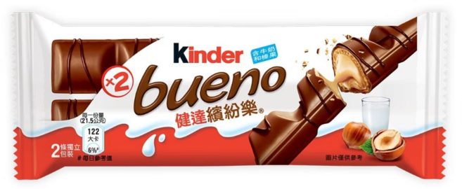 健達 Kinder 繽紛樂, 1個, 巧克力繽紛樂43g×1袋(每袋2條), 43g