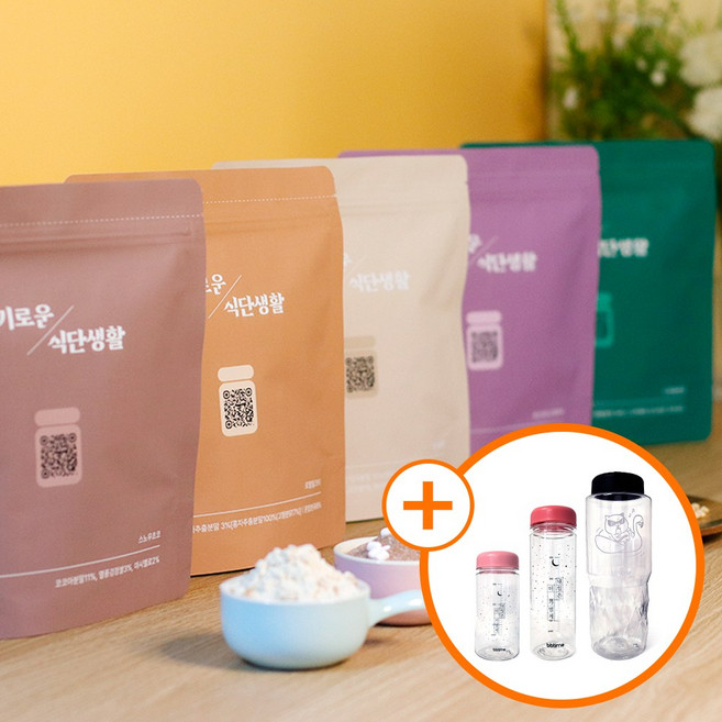 슬기로운 식단생활 5가지맛 500g 단백질쉐이크 맛있는 한끼 다이어트식단관리 영양간식, 팝그레인, 친환경트라이탄보틀350ml, 1개