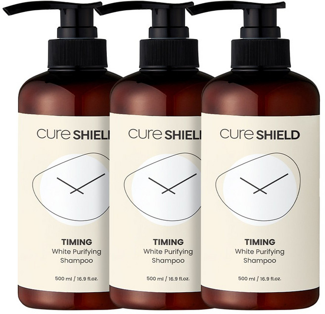 큐어실드 타이밍 화이트 퓨리파잉 샴푸 EP 04 비듬 지성 두피, 3개, 500ml