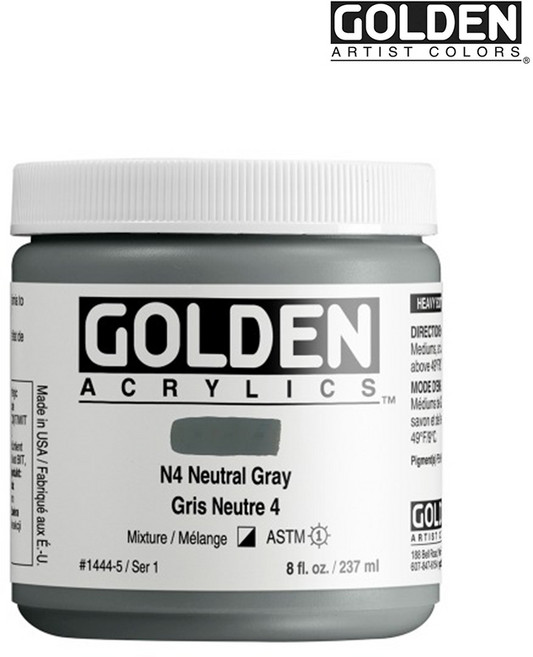 골든 아크릴물감 헤비바디 237ml S1 Neutral Gray N4