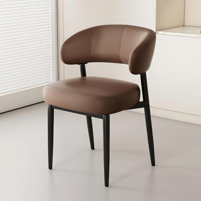 쿠리브 실내 소프트 가죽 편한 식탁의자, 2개, 브라운