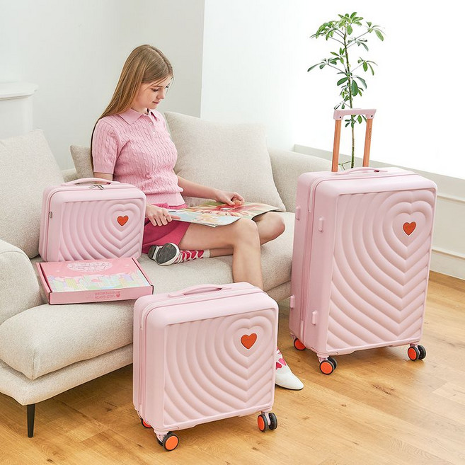 QRANG 하트시티 감성여행 14인치 18인치 28인치 레디백 기내용 수하물용 대형 여행용 캐리어