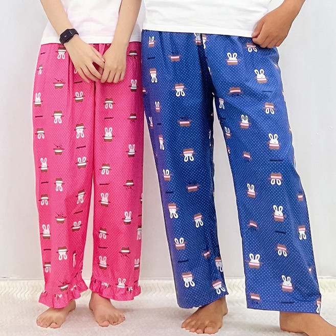 제이지몰 국내생산 순면 파자마 바지 9부 캐릭터 커플 면 100% 잠옷
