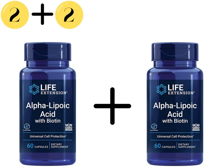 2+2 라이프 익스텐션 알파 리포산 비오틴 함유 60캡슐 리포익, 60정, 4개 - 쿠팡