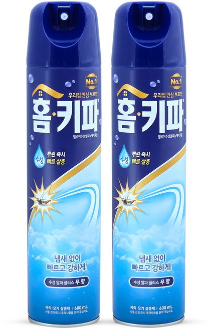 홈키파 수성 에어졸 무향, 2개, 600ml