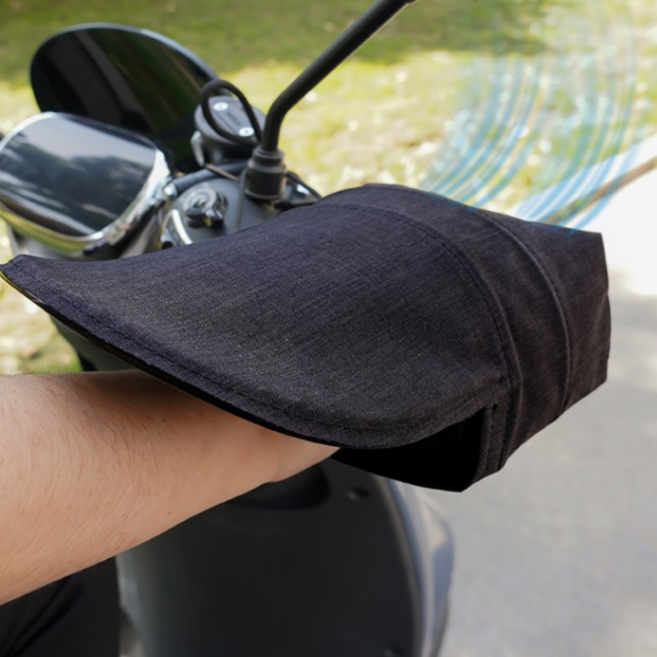 코일리룸 오토바이 여름토시 통풍 방수 핸들커버, 1세트, 블랙