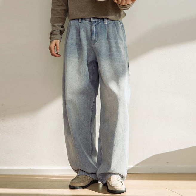남성 고퀄리티 워싱 빈티지 루즈핏 스탠다드 청바지