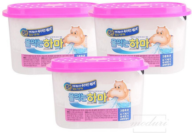 옷장제습제 물먹는 하마 3개입 습기제거제 woo3540UN, 1개, 1ml