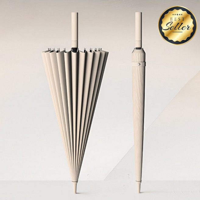 프리미엄 24K 대형 튼튼한 강풍 장우산 Glass Fiber 우산대, 1개, 아이보리